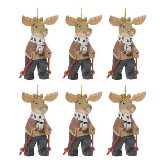 6ct. Moose on Skis Ornament By Melrose | 5.5" | Michaels®